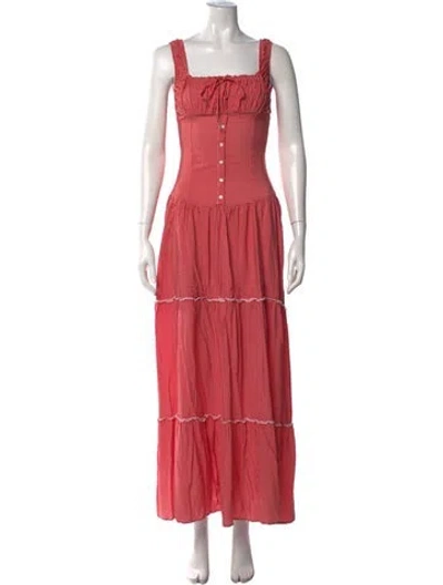 Pre-owned Frankies Bikinis Printed Long Dress In Red/white