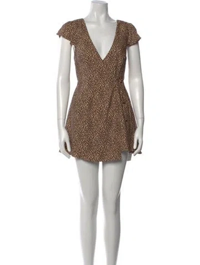 Pre-owned Frankies Bikinis Printed Mini Dress In Brown