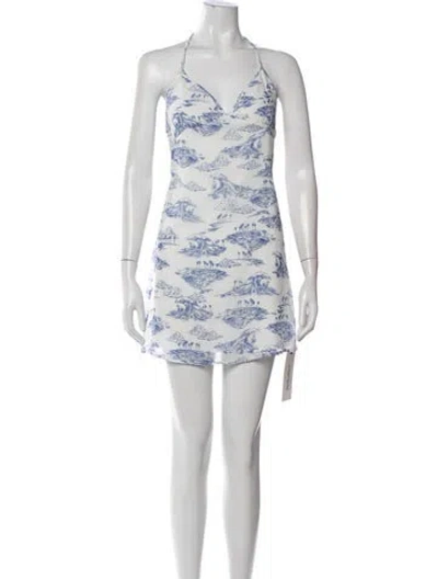 Pre-owned Frankies Bikinis Printed Mini Dress In White