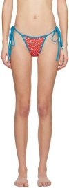 Frankies Bikinis Red & Blue Hazel Bikini Bottoms In Seaside Farm