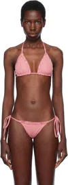 Frankies Bikinis Red & White Nick Skimpy Triangle Bikini Top In Ladybug Gingham