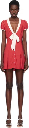 Frankies Bikinis Red Manhattan Button Up Minidress In Ladybug