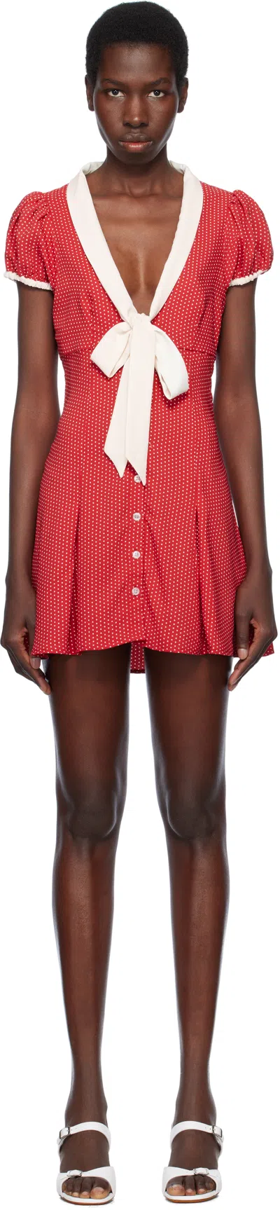 Frankies Bikinis Red Manhattan Button Up Minidress In Ladybug