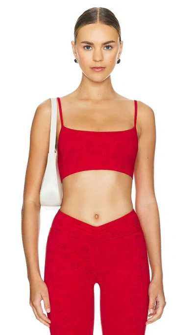 Frankies Bikinis Reine Shine Jacquard Bralette In Red