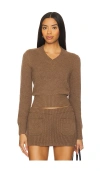 Frankies Bikinis Rowe Cotton Knit Sweater In Maple