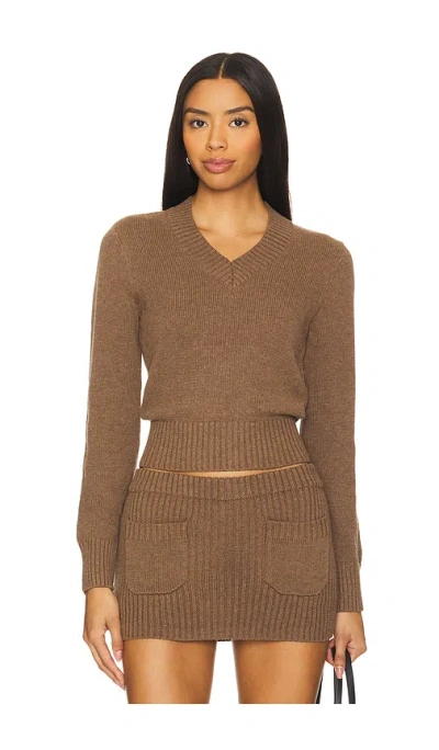 Frankies Bikinis Rowe Cotton Knit Sweater In Maple