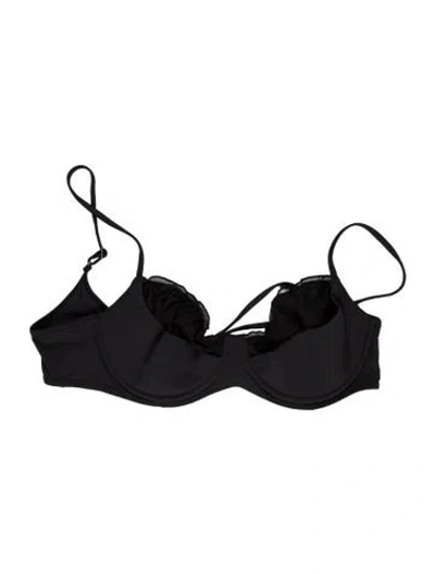 Pre-owned Frankies Bikinis Ruffle Embellishment Top W/ Tags In Black