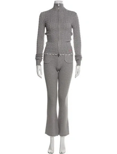 Pre-owned Frankies Bikinis Scalloped Accent Pant Set In Gray