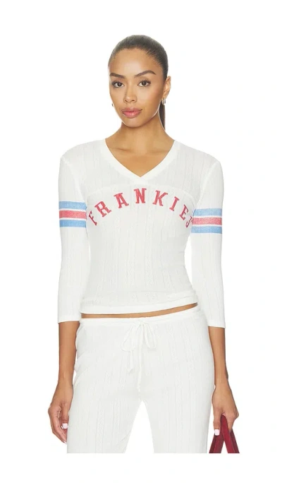 Frankies Bikinis School Girl Pointelle Three Quarter Sleeve Shirt In Bookclub