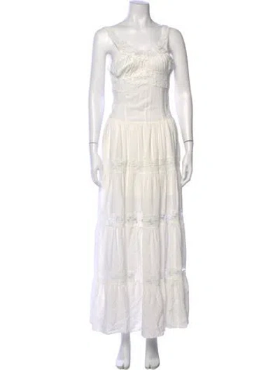 Pre-owned Frankies Bikinis Scoop Neck Long Dress In Neutral