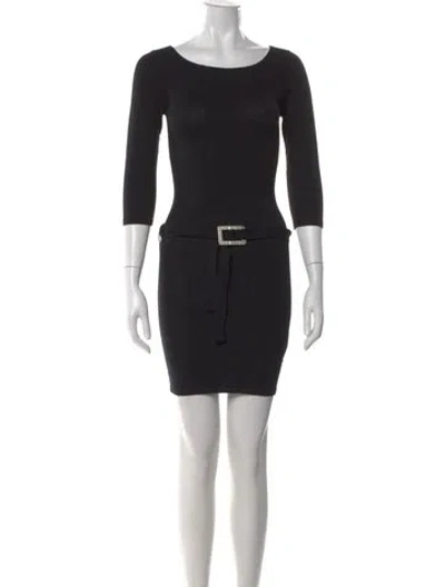 Pre-owned Frankies Bikinis Scoop Neck Mini Dress In Black