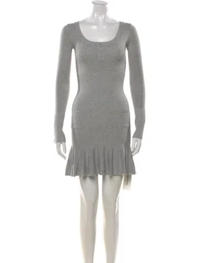 Pre-owned Frankies Bikinis Scoop Neck Mini Dress In Grey