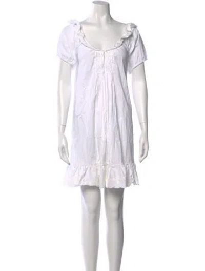 Pre-owned Frankies Bikinis Scoop Neck Mini Dress In White