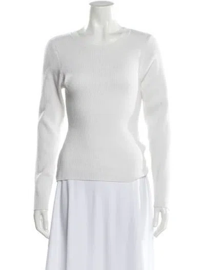 Pre-owned Frankies Bikinis Scoop Neck Sweater In White