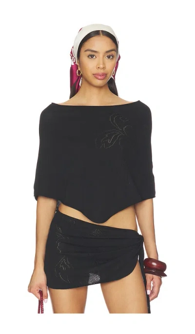 Frankies Bikinis Scout Knit Poncho In Black
