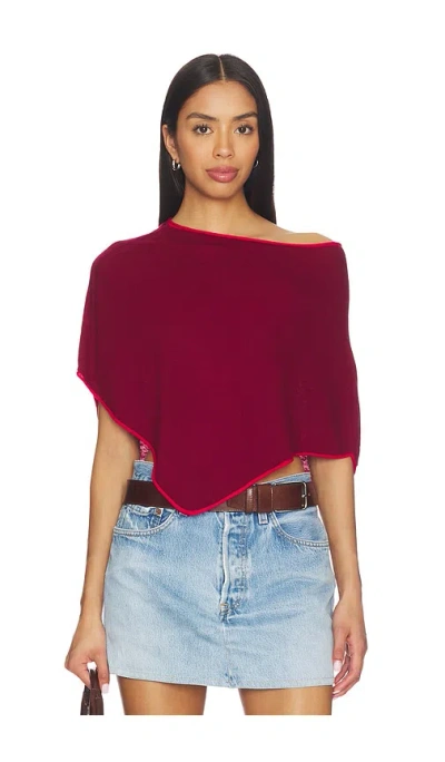 Frankies Bikinis Scout Knit Poncho In Burgundy