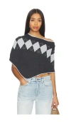 Frankies Bikinis Scout Knit Poncho In Gray