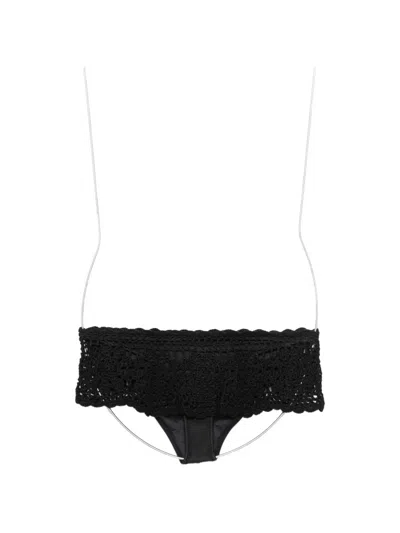 Frankies Bikinis Shelly Crochet-knit Bikini Bottoms In Black
