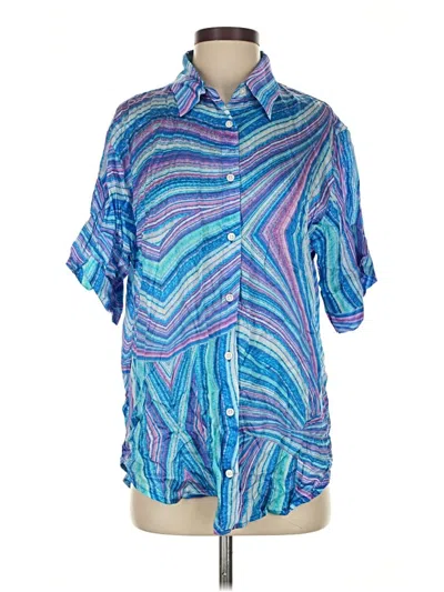Pre-owned Frankies Bikinis Short Sleeve Blouse In Blue
