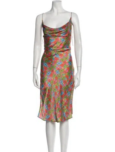 Pre-owned Frankies Bikinis Silk Midi Length Dress In Red
