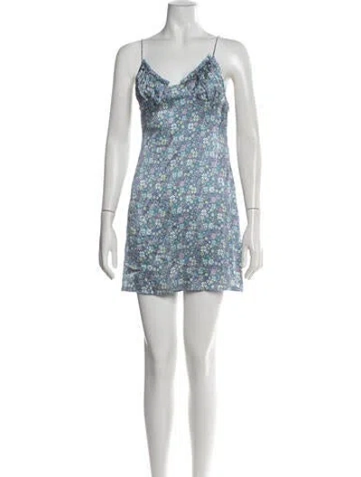 Pre-owned Frankies Bikinis Silk Mini Dress In Blue