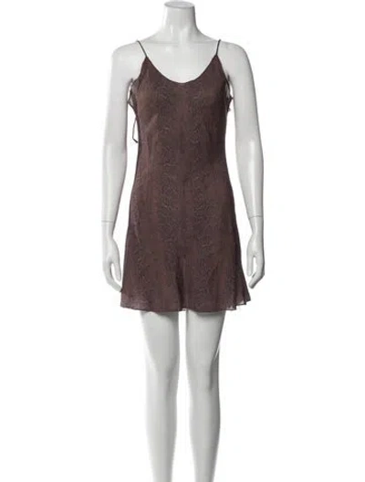 Pre-owned Frankies Bikinis Silk Mini Dress In Brown