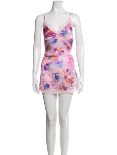 Pre-owned Frankies Bikinis Silk Mini Dress In Pink