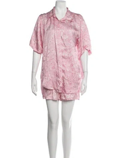 Pre-owned Frankies Bikinis Silk Paisley Print Short Set In Pink