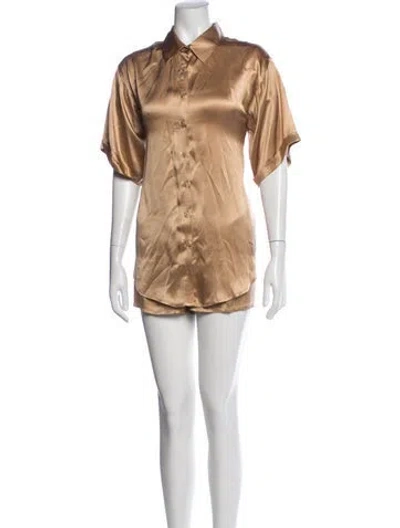 Pre-owned Frankies Bikinis Silk Short Set In Neutrals