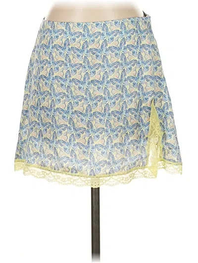 Pre-owned Frankies Bikinis Silk Skirt In Blue