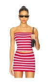 Frankies Bikinis Sky Cloud Knit Strapless Top In Red