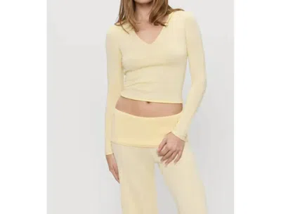 Frankies Bikinis Sloane Knit Hoodie In Buttercream In Yellow