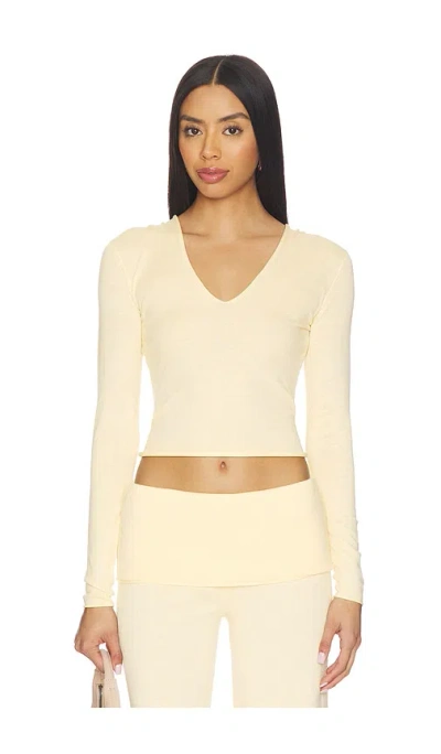 Frankies Bikinis Sloane Knit Hoodie In Yellow