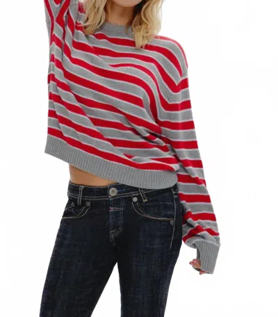 Frankies Bikinis Sloane Oversized Knit Sweater In Cloud Cover Stripe In Multi