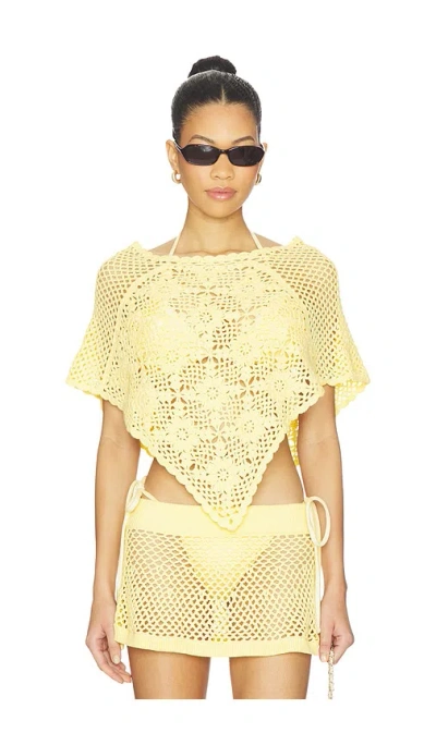 Frankies Bikinis Sophie Crochet Poncho In Yellow