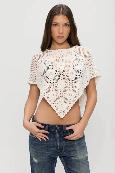 Frankies Bikinis Sophie Crochet Poncho In Soft Sand In Multi