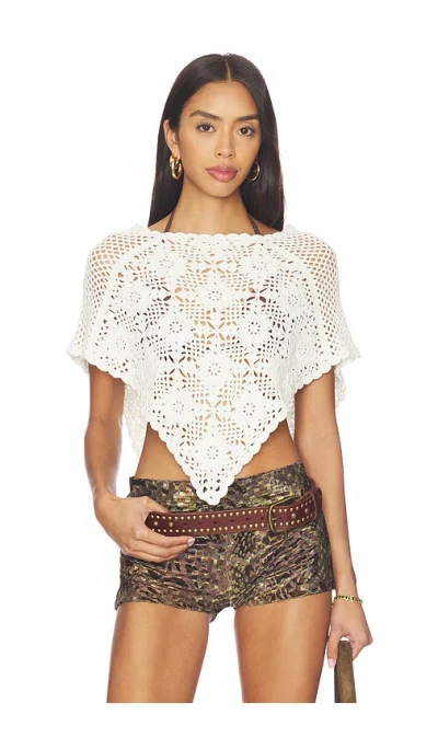 Frankies Bikinis Sophie Crochet Poncho In White