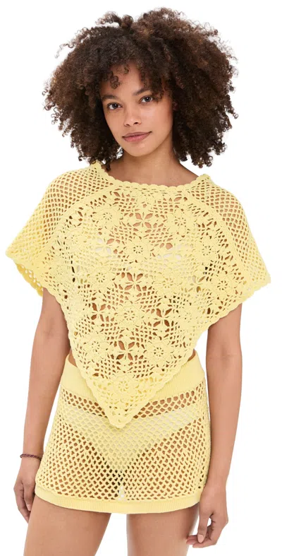 Frankies Bikinis Sophie Crochet Poncho Whipped Butter In Gold