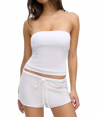 Frankies Bikinis Sophie Knit Mini Shorts In White Hibiscus