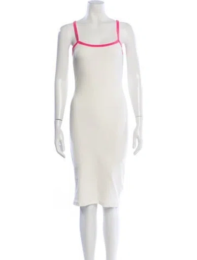 Pre-owned Frankies Bikinis Square Neckline Knee-length Dress In Neutral