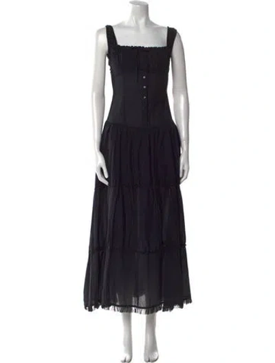 Pre-owned Frankies Bikinis Square Neckline Long Dress In Black