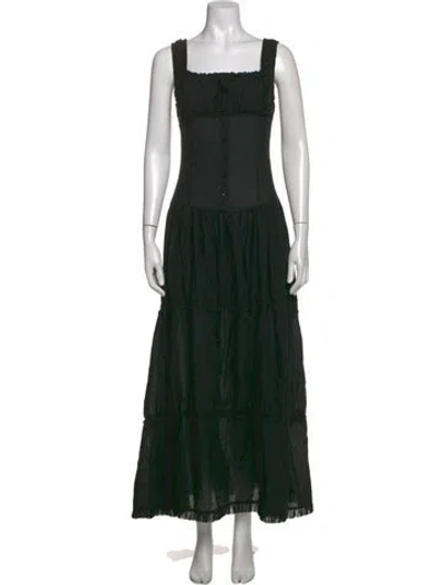 Pre-owned Frankies Bikinis Square Neckline Long Dress In Black