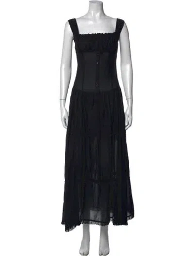 Pre-owned Frankies Bikinis Square Neckline Long Dress In Black