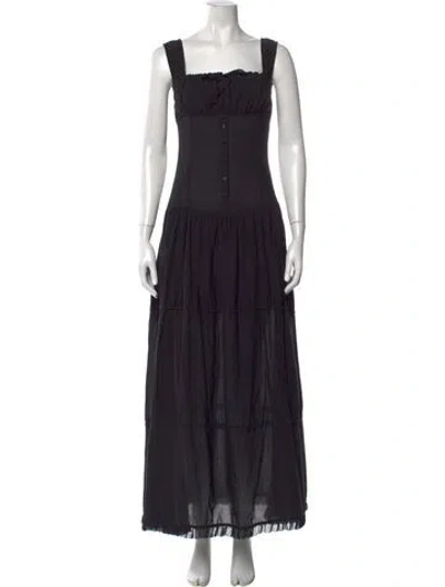 Pre-owned Frankies Bikinis Square Neckline Long Dress In Black