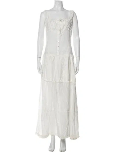 Pre-owned Frankies Bikinis Square Neckline Long Dress In Neutral