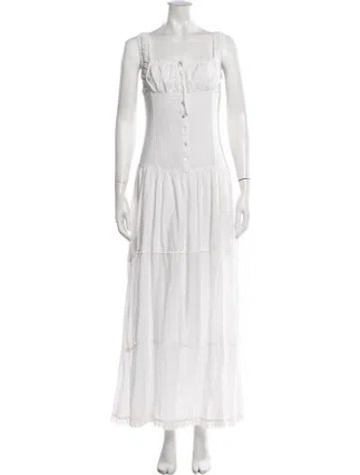 Pre-owned Frankies Bikinis Square Neckline Long Dress In Neutrals