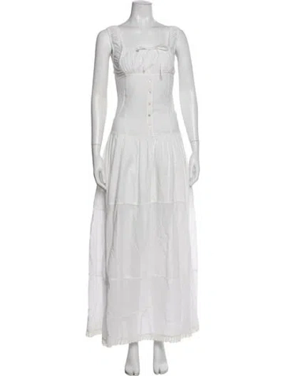 Pre-owned Frankies Bikinis Square Neckline Long Dress In White