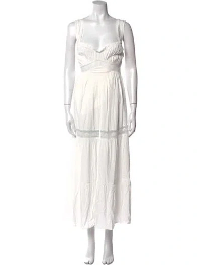 Pre-owned Frankies Bikinis Square Neckline Long Dress In White