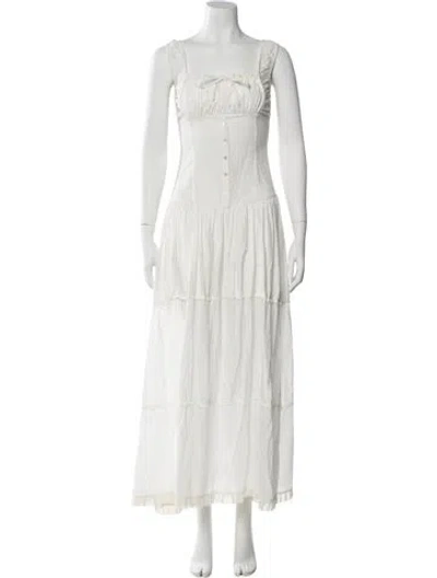 Pre-owned Frankies Bikinis Square Neckline Long Dress In White