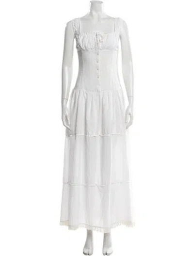 Pre-owned Frankies Bikinis Square Neckline Long Dress In White